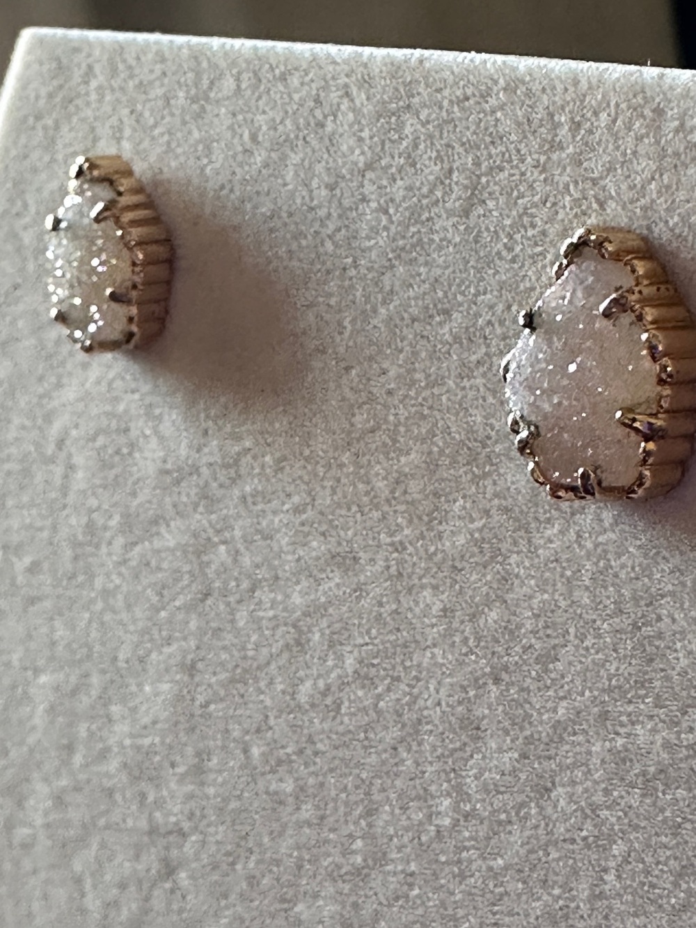 Kendra Scott White Drusy Stud Earrings with Gold Trim